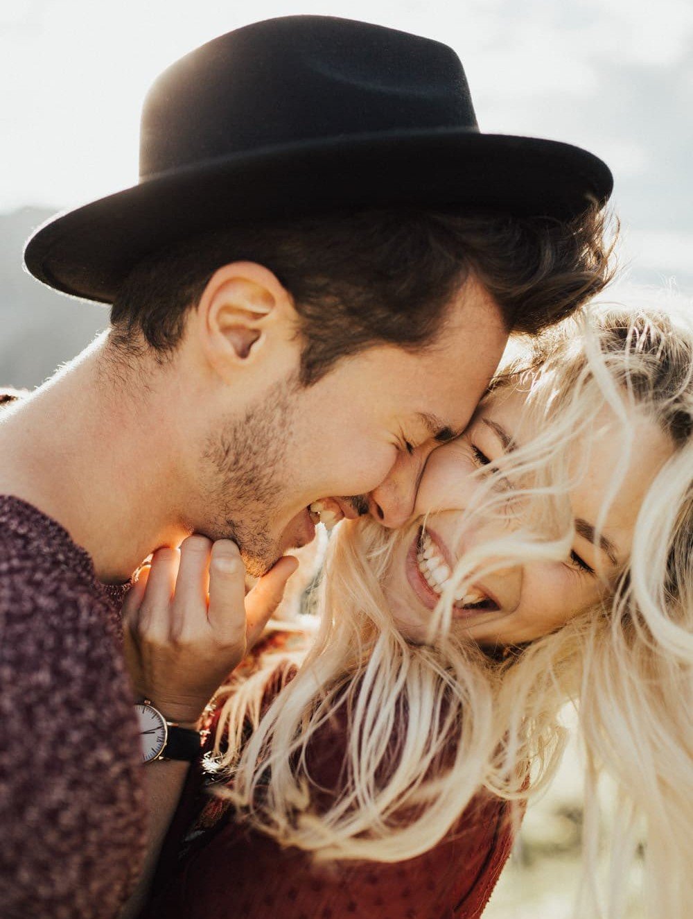 Romantic romantic clip, Lip, Hat, Sun hat, Fedora, Neck, Flash photography, Happy, Gesture