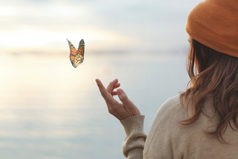 Transformation Woman Butterfly, Water, Sky, Pollinator, Cloud, Butterfly, Insect, Arthropod, Gesture