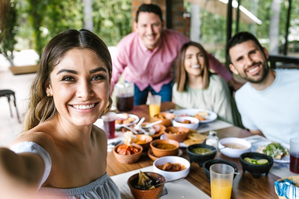 People Eating In Restaurant, Smile, Food, Tableware, Table