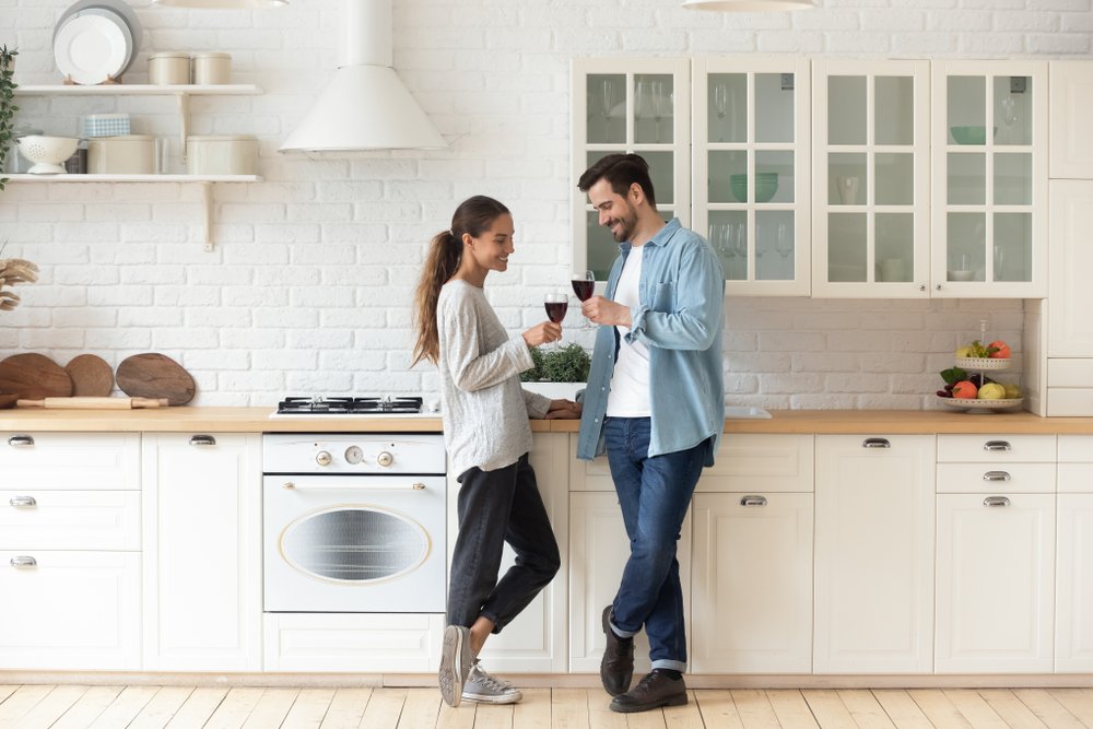 Man Dancing At Home, Cabinetry, Property, Countertop, Kitchen, Interior design, Drawer