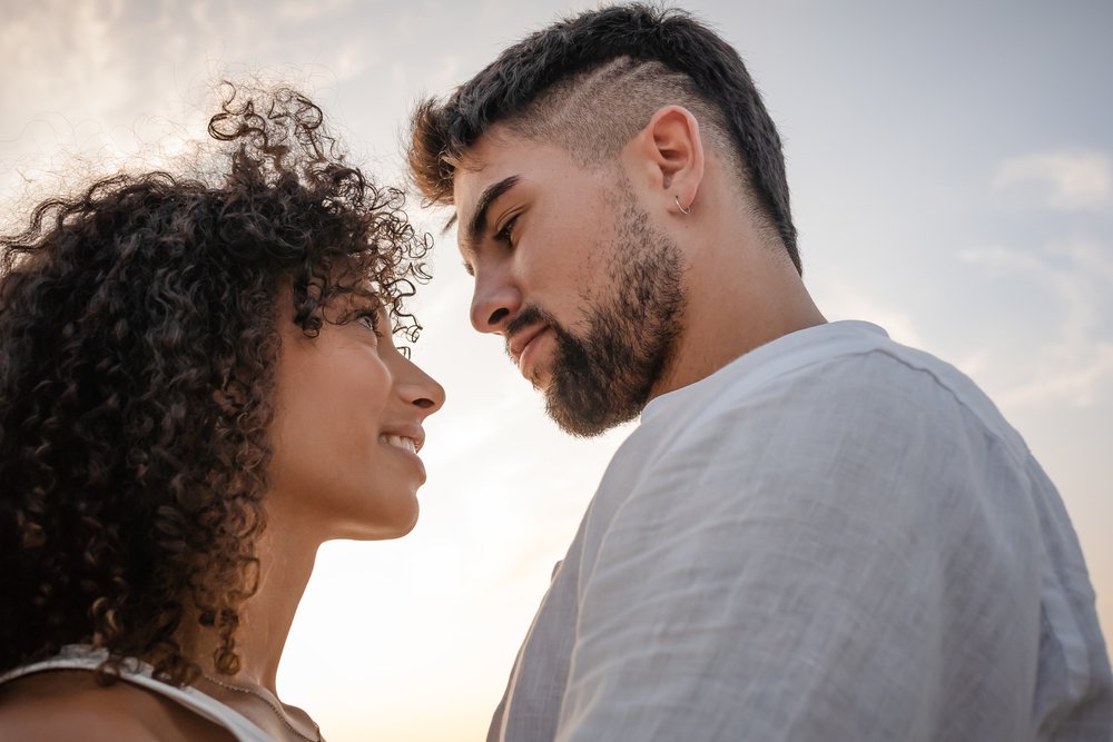 Photograph, Hairstyle, Shoulder, Cloud, Beard, Sky, Neck, Flash photography, Happy, Smile, Sunlight